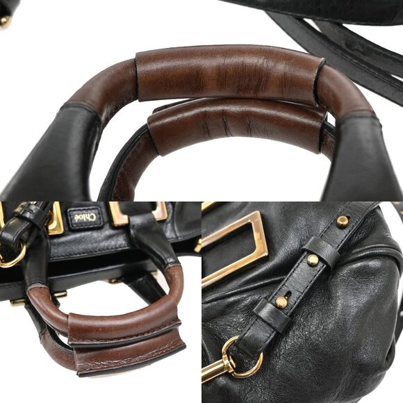 CHLOE Logo Ethel 2Way Mini Shoulder Hand Bag Leather Black GHW - Picture 8 of 16